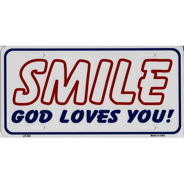 Plaque d'Immatriculation en Métal Smile God Loves You