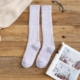 thumbnail image 2 of Vinsonshop 4 Pairs Knee High Socks Fuzzy Socks for Women Plush Socks Thermal Socks Cute Fuzzy Socks Warm Winter Socks for Women Slipper Socks for Women Purple One Size, 2 of 3