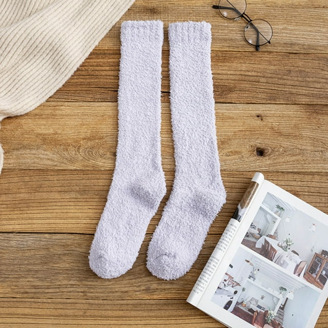Chaussettes Mi-Tube Imprimées Coupe-Vent de Noël Chaudes Mode Bas de compression en Coton Violet