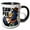 Black/White, variant on 3drose, Funny Cute Cool Colorful Abstract Crow Drinking Caw-fee Pun Coffee, 15oz Mug