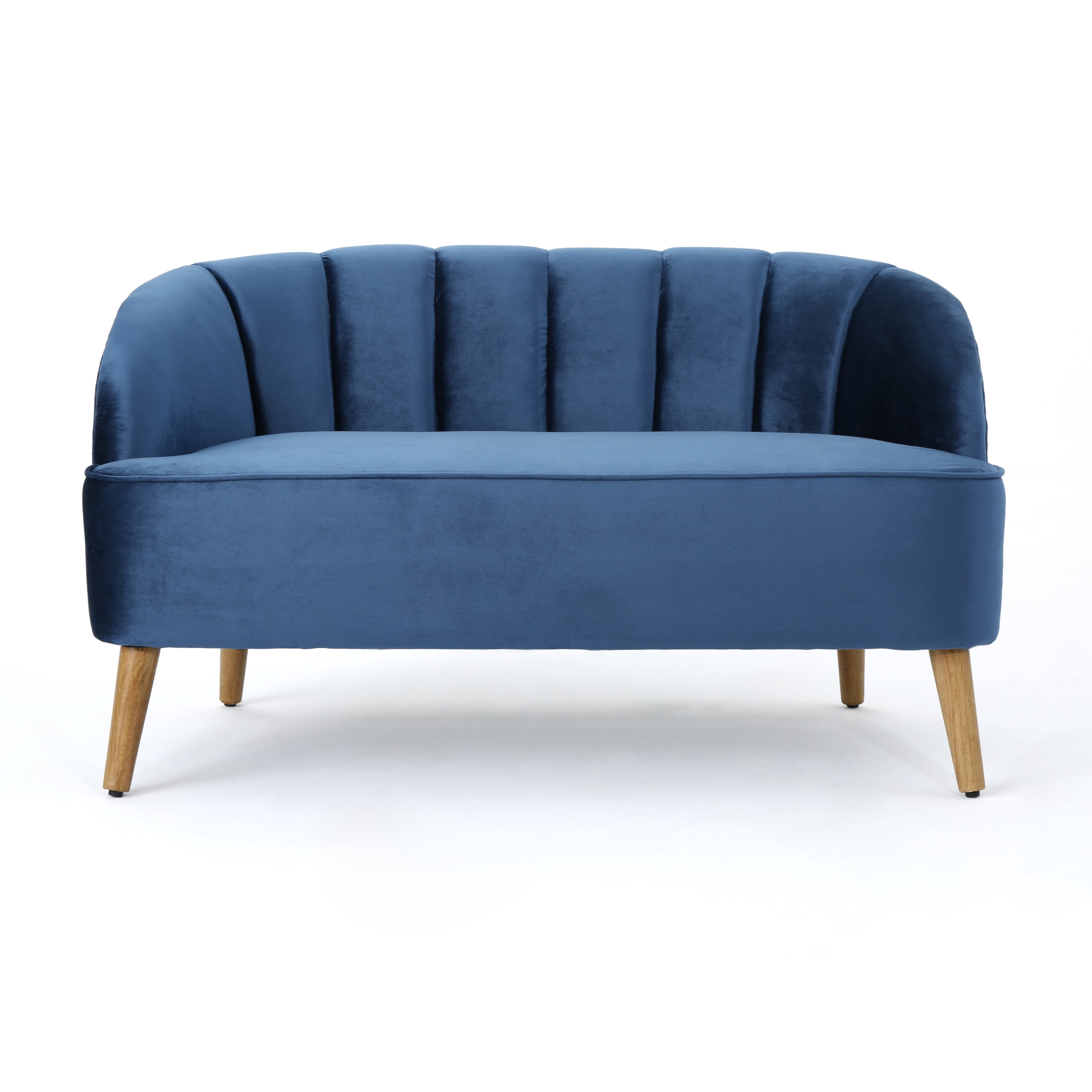 Noble House Albert Indoor Modern Upholstered Velvet Loveseat, Cobalt