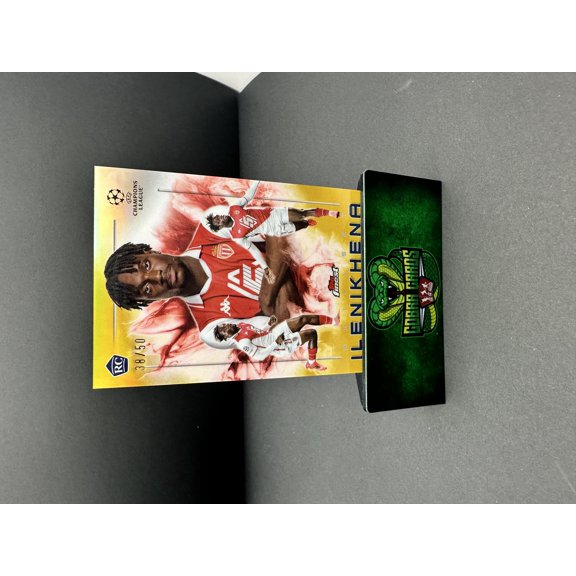 2024 Topps Finest Soccer Card George Ilenikhena AS Monaco SK-2 38/50 RC Excellent