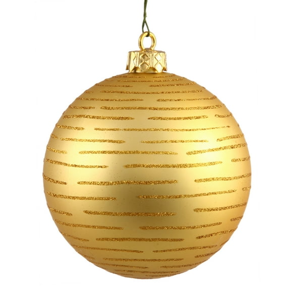 Vickerman 4.75" Gold Ball Ornament w/Glitter Assorted 2/Bg