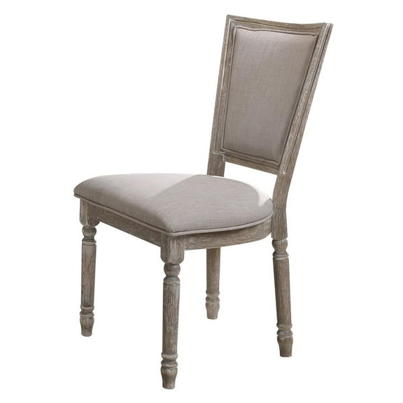 Acme Gabrian Upholstered Dining Side Chair in Reclaimed Gray (Set of 2) Indoor