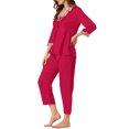 thumbnail image 4 of INSPIRE CHIC Women's Satin Sleepwear Night Suit V Neck Lace Nightwear Lounge Pajama Set M Red, 4 of 6