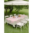 thumbnail image 4 of Outdoor Tablecloths with Umbrella Hole & Zipper, Pink Leaves Rectangle Tablecloth 52x70 Inch, Green Summer Botanical Pastoral Waterproof Table Cloth, Patio/Pool/Picnic Table Covers, 4 of 8