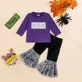 thumbnail image 2 of Jkety Halloween Toddler Clothes Baby Girl Fall Winter Clothes Pumpkin Patch Crewneck Sweatshirts Flare Pants Set Toddler Halloween Outfits Purple,18-24 Months, 2 of 5
