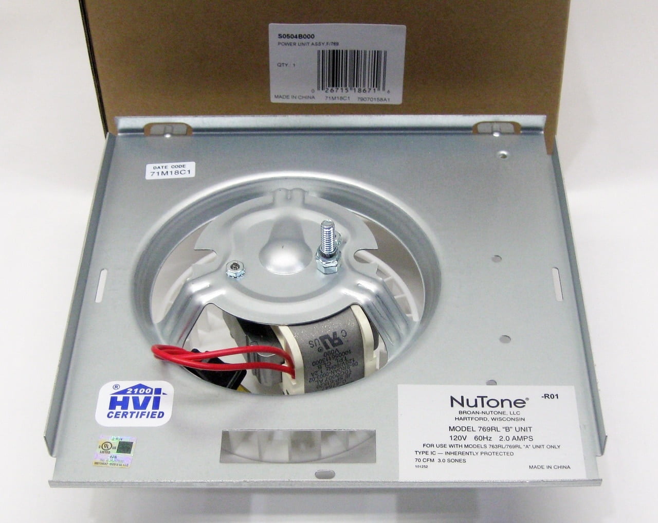 Broan NuTone S0504B000 Bathroom Fan Motor Assembly