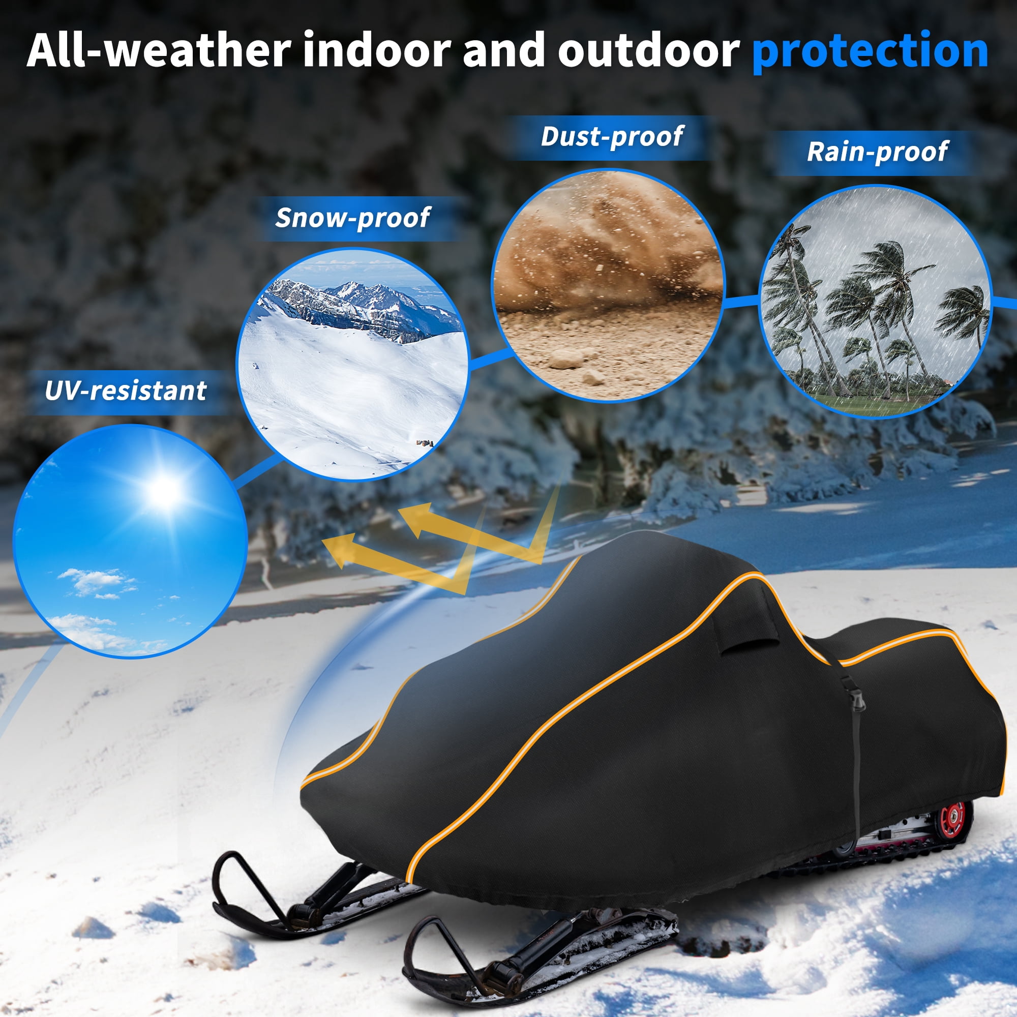 Unique Bargains Snowmobile Cover Waterproof Sled Ski Cover 420D Oxford Fabric 130"