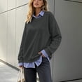 thumbnail image 6 of Mifsaly Womens Sweatshirt Fake Two Piece Layered Look Sweatshirts Striped Patchwork Work Office Pullover Tops Dark Gray,M, 6 of 9