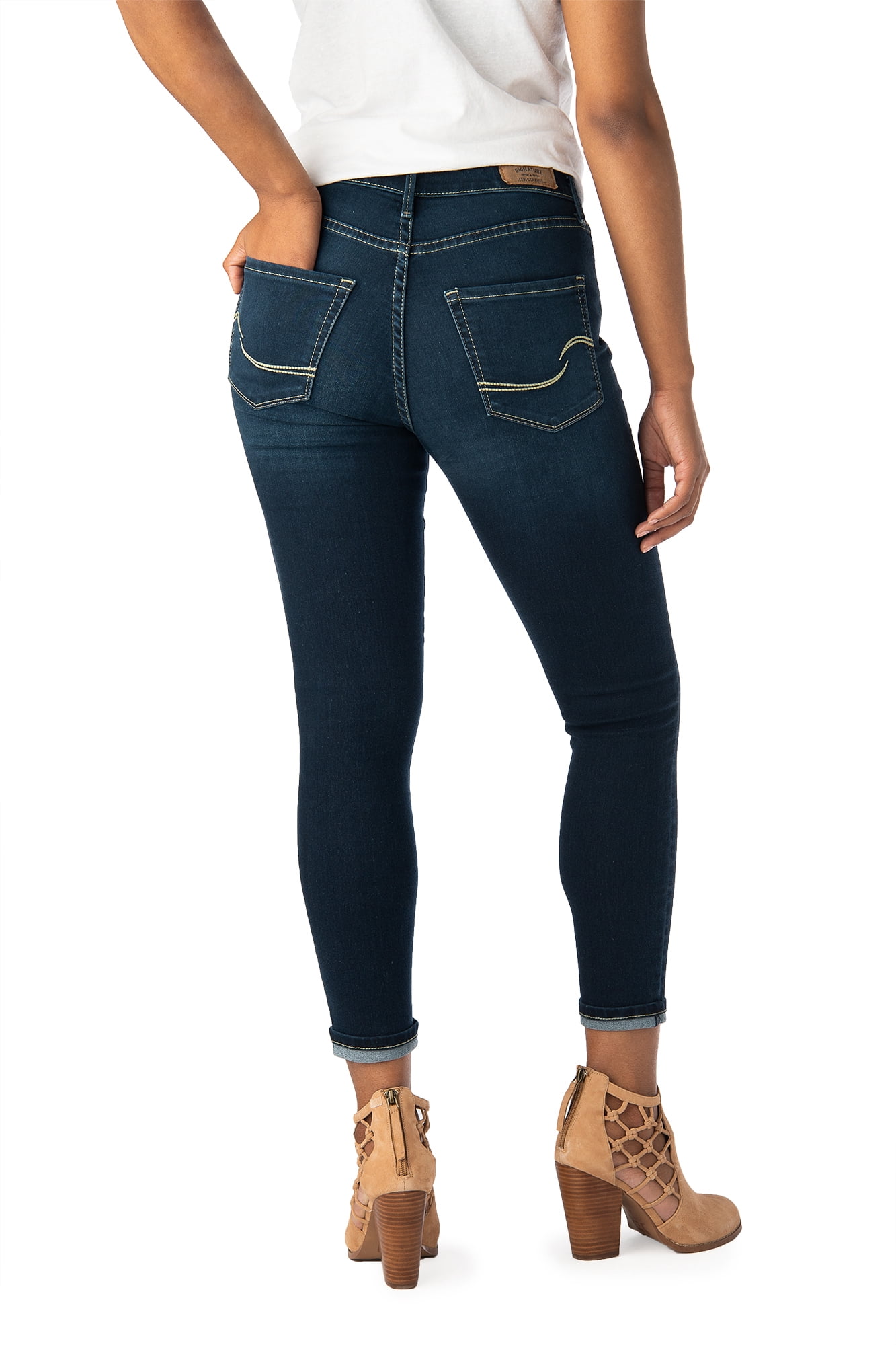Signature by Levi Strauss & Co. Women's High Rise Ankle Skinny Cuff Jeans