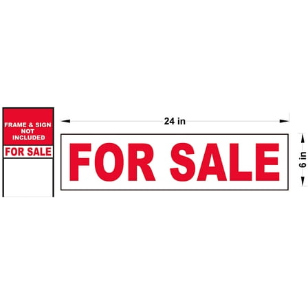 5 Pack Premium Metal Sign Rider 6” x 24" (FOR SALE) Printed Double Sides