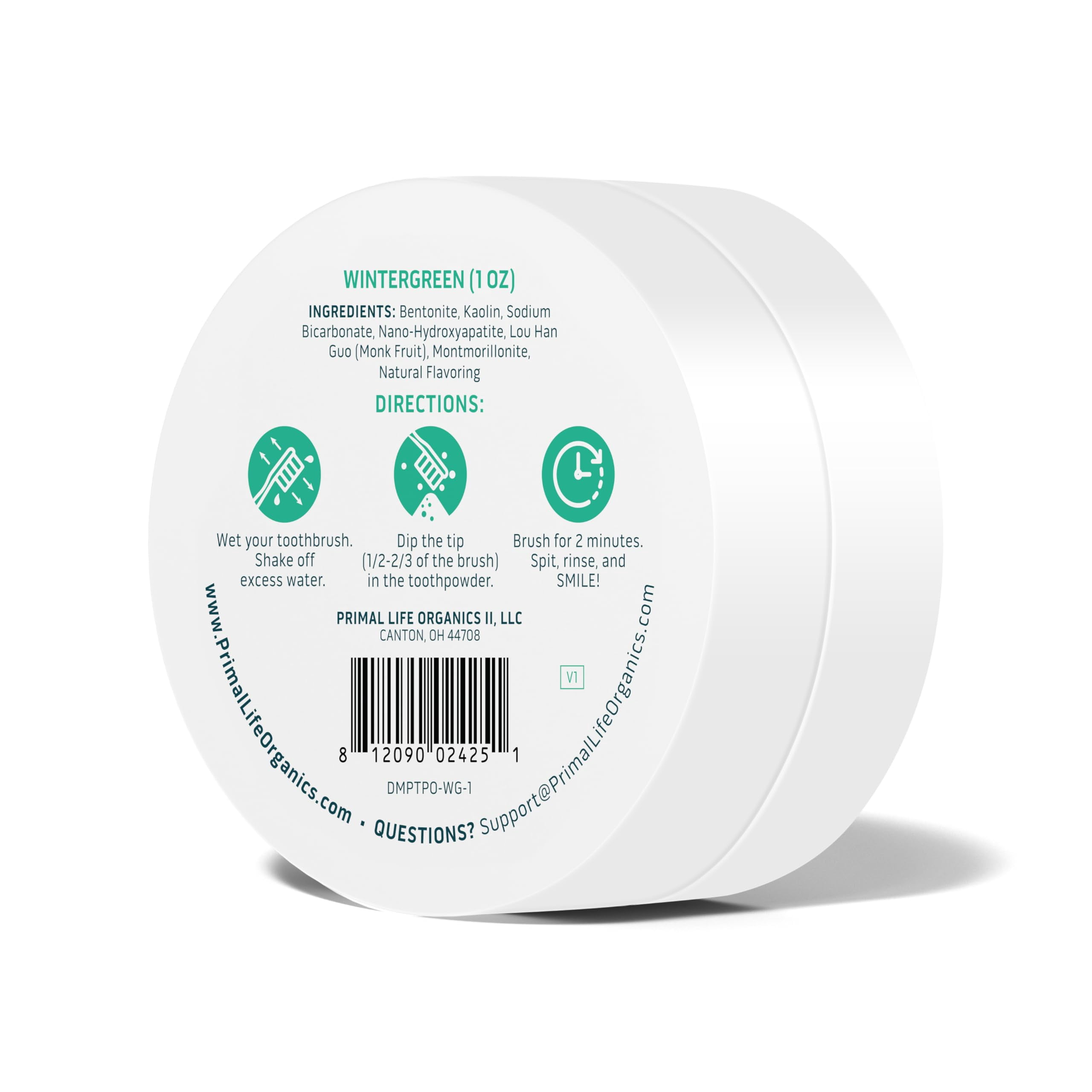Primal Life Organics Dirty Mouth Toothpowder, Wintergreen, 1 oz