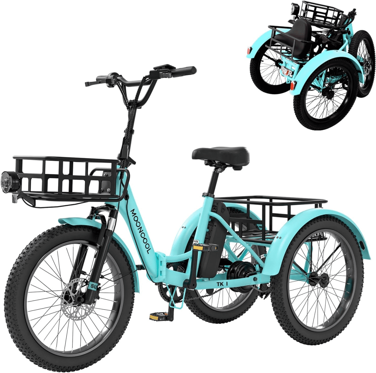 Tricycle Adulte 8 Vitesses Avec Panier - 3 Roues 20 Pouces, Charge 110kg | Pour Seniors, Balade, Shopping, Couleur Blanc - 6