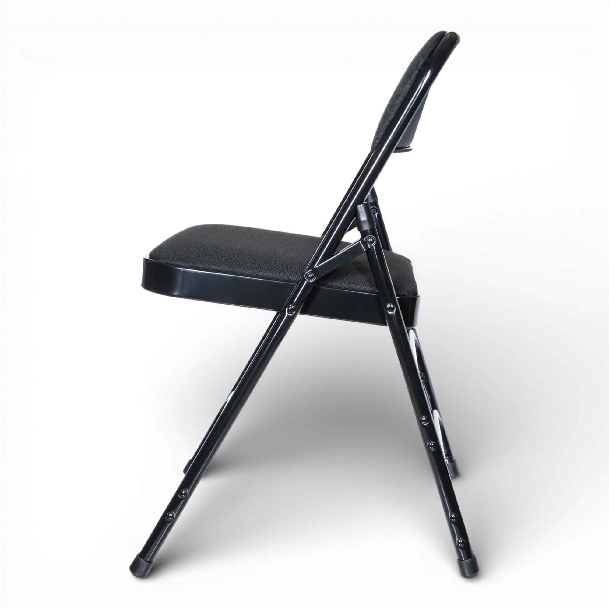 Hampden Furnishings Bernadine Collection Fabric Triple Brace Folding Chair, Black, Pack of 4