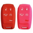 thumbnail image 1 of Dobrev 5 Button Silicone Rubber Cover Keyless Entry Fob Case Skin Protector Holder For Dodge Ram Truck 2019 2020 2021 2500 3500 5500 Key   red and pink, 1 of 4