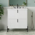 thumbnail image 3 of 30" Fluted Design Modern Freestanding Vanity Cabinet, Modern Bathroom Cabinet with Soft Close Drawers, Freestanding Vanity with Ceramic Sink for Bathroom, White, 3 of 8