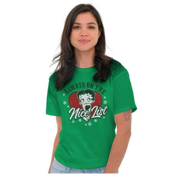 Betty Boop Christmas Xmas Nice List Women's Graphic T Shirt Tees Brisco Brands S
