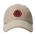 thumbnail image 2 of Firefighter Volunteer Fire Department Corduroy Baseball Cap Classic Adjustable Sport Dad Hat Trucker Casquette Hat for Men Women, 2 of 5