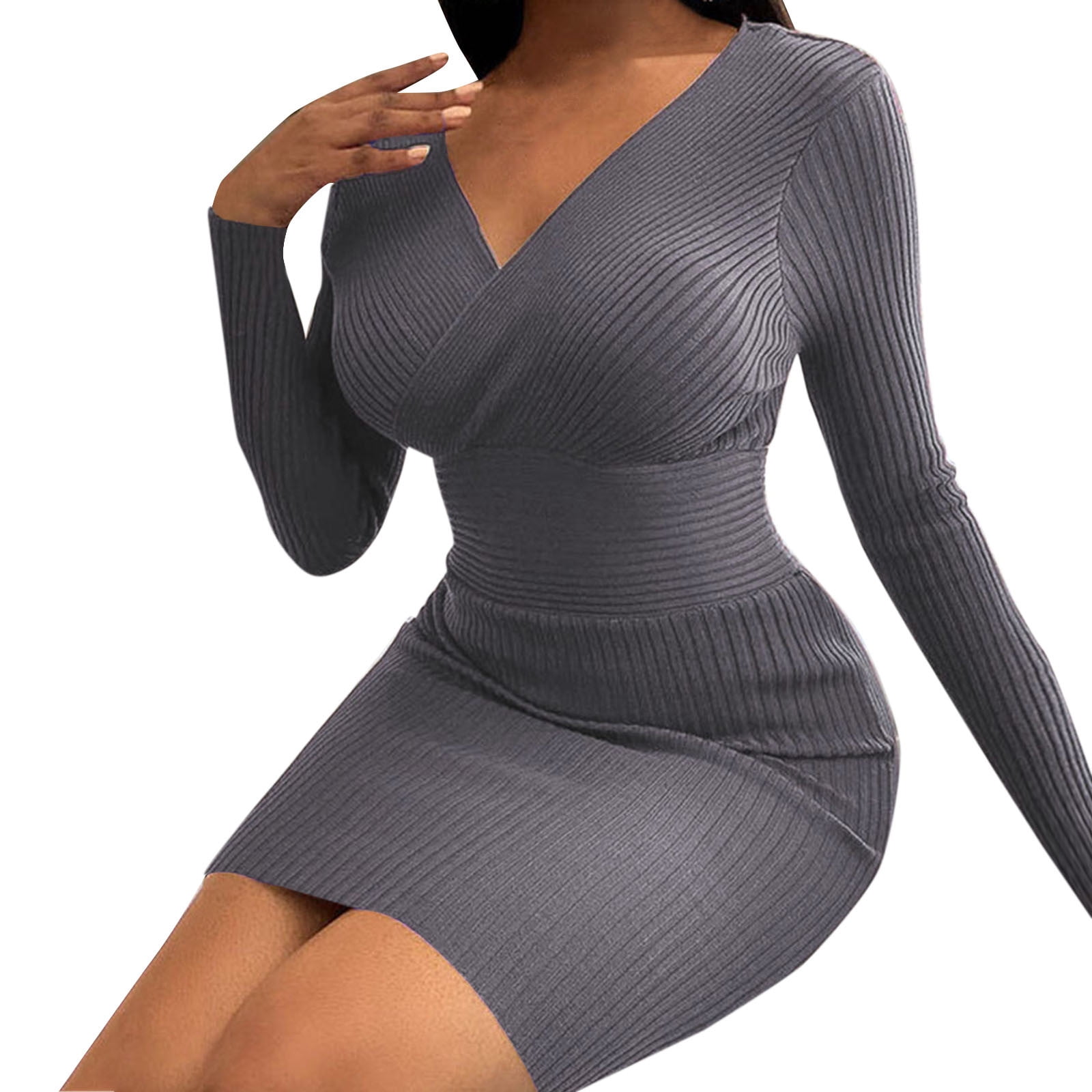 cngelg Summer Dresses for Women Petite Women's Sexy Dresses Long Sleeved Bottoming Dress Thread Petite Dresses Women, Size: Medium, Beige