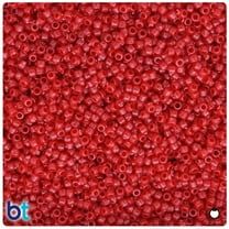 BeadTin Red Opaque 2.5mm Round Plastic Seed Beads (10g)
