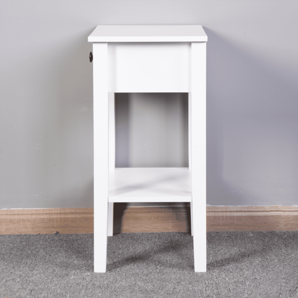 Kadyn Floor-standing Storage Table, MDF End Table with a Drawer, Bathroom Storage Table for Living Room, White Kadyn Floor-standing Storage Table, MDF End Table with a Drawer, Bathroom Storage Table for Living Room, White
