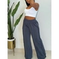 thumbnail image 6 of Women's Dark Grey Wide-leg Pants with Elastic Straps Ruffled Details Fashionable and Casual Summer Sports Women's Street Jogging Pants, 6 of 7