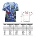 thumbnail image 2 of Lighthouse Dog Flags Ocean Womens Tops Women's Fashion Casual Short Sleeve Flower Print Round Neck Pullover Top Blouse, 2 of 7