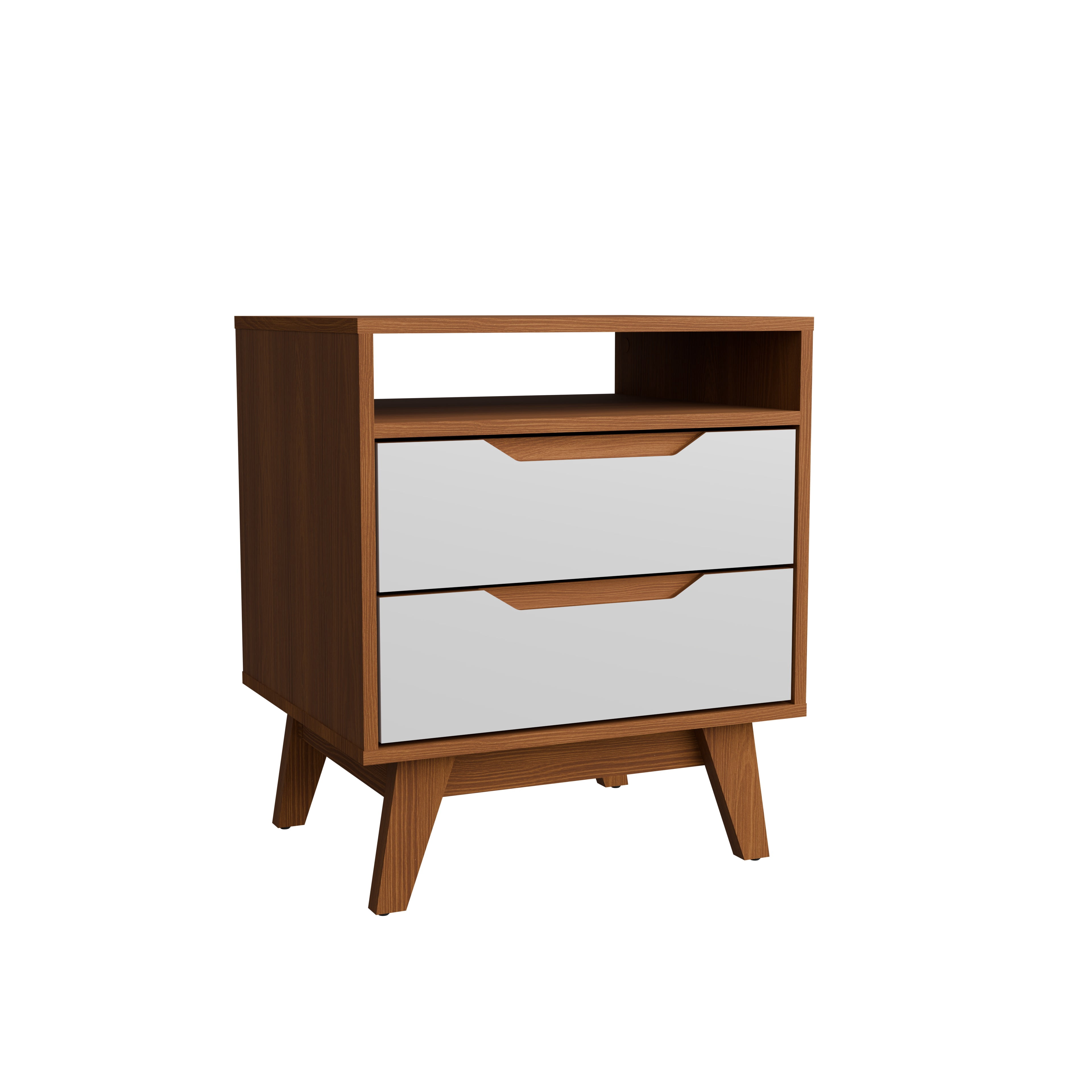 Kappesberg Paris 2-Drawer Nightstand with Open Shelf and Built-in Handles - Golden Oak/White - for Adults and Teens