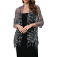 thumbnail image 1 of CHAL DE LENTEJUELAS INSPIRADORAS para Mujeres y Envolturas para Vestidos de Noche, Bufanda Brillante con Flecos para Fiesta de Boda Negro/Plata 66.9"x19.7", 1 of 6