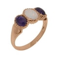 thumbnail image 1 of LBG British Made 18k Rose Gold Natural Opal & Amethyst Womens Anniversary Ring - 33 size options - Size 11.5, 1 of 7
