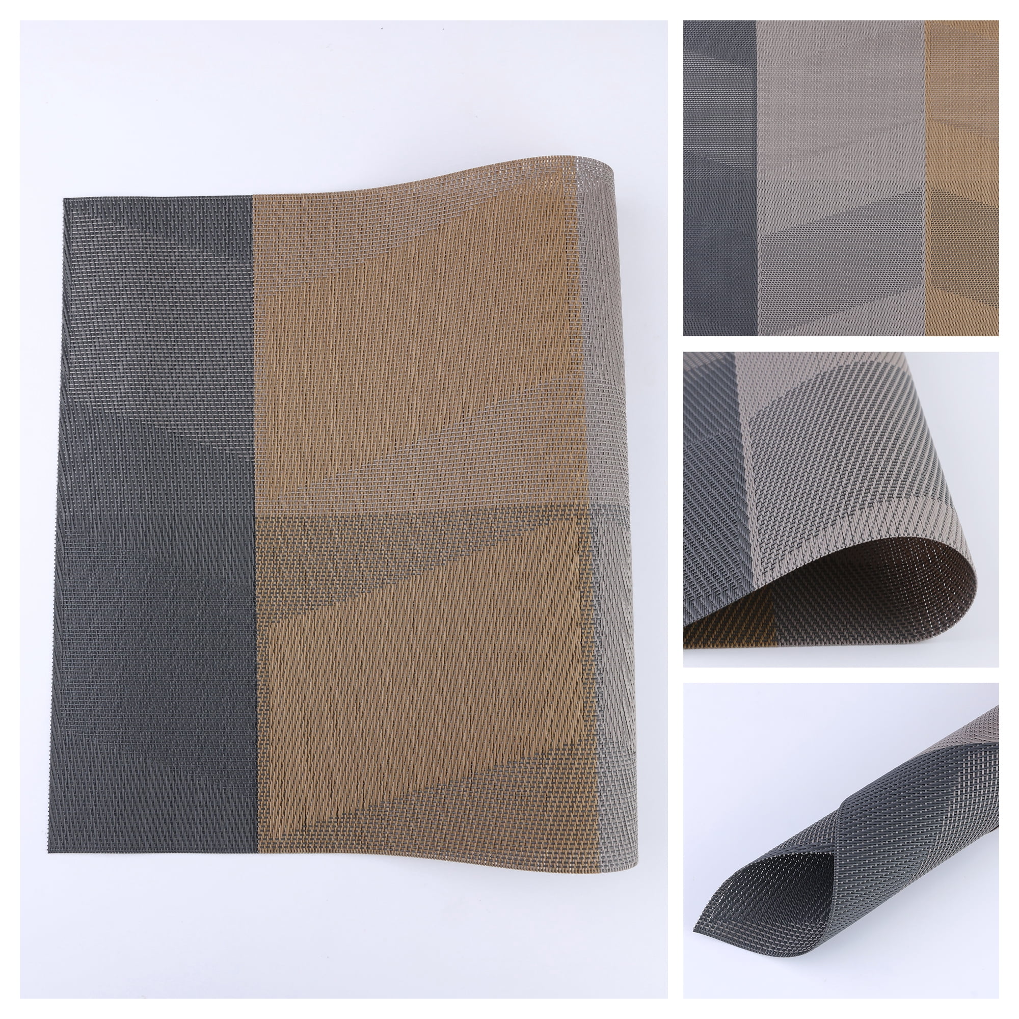 Unique Bargains Set of 6 Placemats for Dining Table Decor Wipeable Table Mat Brown