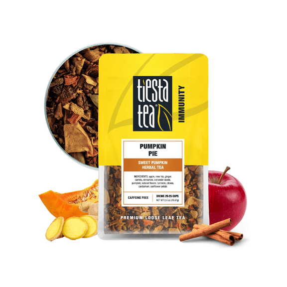 Tiesta Tea - Pumpkin Pie Tea, Loose Leaf, Sweet Pumpkin Herbal Tea, Caffeine Free Immunity Blend, Make Hot or Iced and Up to 25 Cups, 2.5 oz Resealable Pouch