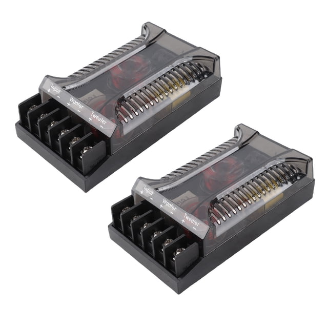 2 Way Car Audio Crossover, Car Speaker Frequency Divider ABS Metal Reasonable Wiring Easy To Carry Overcurrent Protection Universal for Automotive