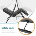 thumbnail image 6 of MCombo 3-Seat Heavy Duty Reclining Porch Swing Chair with Legrest, 680 lb Capacity, Cushions and Pillows, Gray, 6 of 11