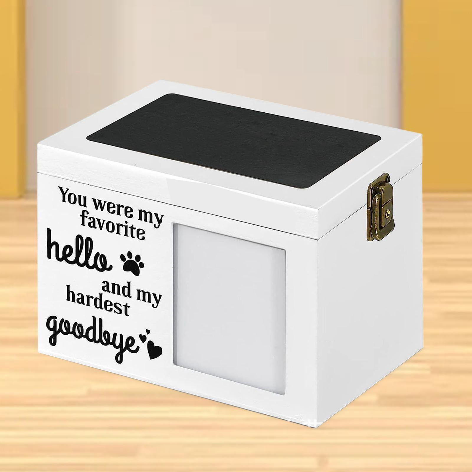 TOOYFUL Pet Urn Pet Urn Durable Sealed Pet Memorial Urn Wooden Pet Urn for Rabbits Favorite Toys Loss Pet Cats Remembrance Gift white