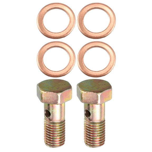 Unique Bargains 2 Set Banjo Bolt Brake Fitting Adapter Kit M8x1.25 Metric Thread Brake Line Banjo Bolt with 8mm Spacers