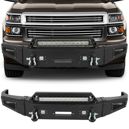 ECCPP Off Road Front Bumper Compatible for 2011-2014 for Chevy Silverado 2500, with Winch Plate and D-rings LED Lights