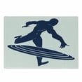 thumbnail image 1 of Superhero Cutting Board, Muscle Man Hero Throws His Frisbee Muscular Silhouette Disc Sports Theme, Decorative Tempered Glass Cutting and Serving Board, Small Size, White Navy Blue, by Ambesonne, 1 of 1