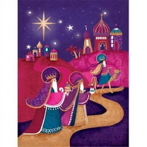Christmas Wise Men in Purple Flag Canvas House Size
