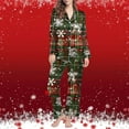 thumbnail image 4 of HOMBOM Pajamas Sets for Women Christmas Funny Long Sleeve Tops and Long Pants Christmas Comfort Adults Outfits Green, 4 of 7