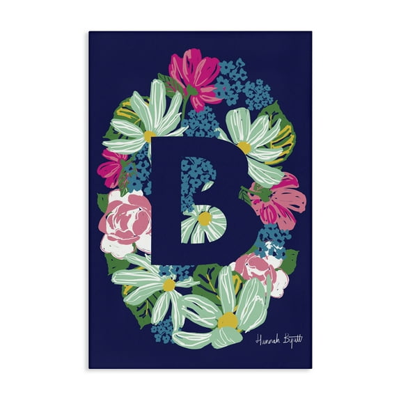 Stupell Industries Floral Bloom Letter B Botanical & Floral Painting Gallery Wrapped Canvas Art Print Wall Art, 16 x 24