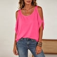 thumbnail image 6 of Rciityk Women's Summer Tops Solid Casual Cold Shoulder Crew Neck T Shirts for Beach Vacation, 6 of 9