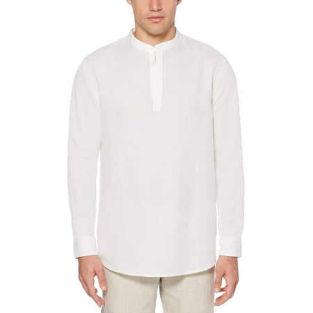Long-Sleeve Solid Linen Cotton Popover Shirt
