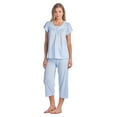 thumbnail image 4 of Casual Nights Women's Short Sleeve Embroidered Floral Capri Pajama Set, 4 of 5