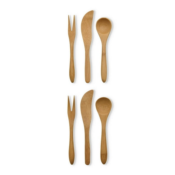 Maison du Fromage Reusable Charcuterie Serving Tools, Burnished Bamboo, 6-Piece Set