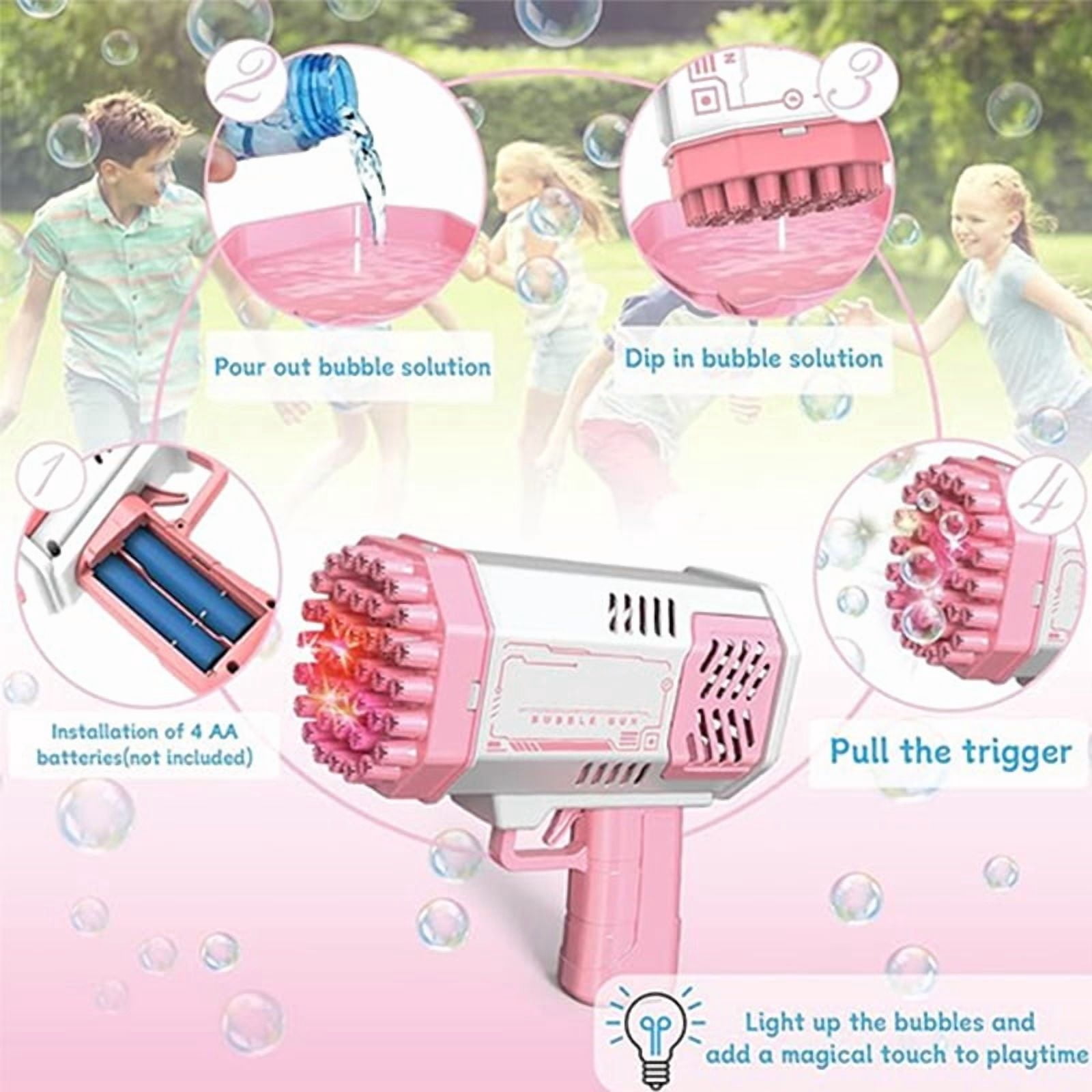 Bubble Machines for Kids, 69 Holes Bubble Blower Toys with Lights for Age 3+ Birthday Easter Gifts-Violet