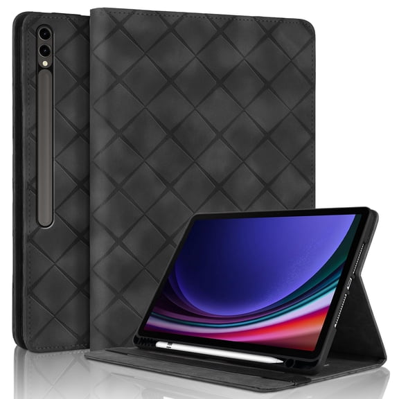 Decase for Samsung Galaxy Tab S10 Plus 2024/ S9 FE Plus/ S9 Plus 12.4" 2023 Cover with Pencil Holder/Pockets,Folio Stand Embossed PU Leather Tablet Case for Galaxy Tab S9 FE / S9 FE Plus,Black