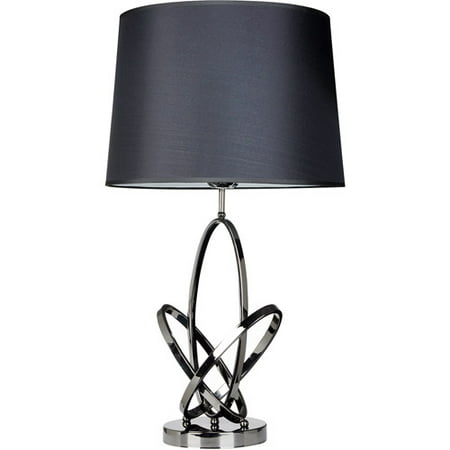 Elegant Designs Mod Art Polished Chrome Table Lamp with Black Shade
