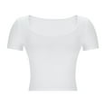 thumbnail image 5 of Jamicy Womens T Shirts Gift for Women Womens Square Neck Crop Tops Summer Short Sleeve Fitted Cute Tshirts for Teen Girl 2025, 5 of 7